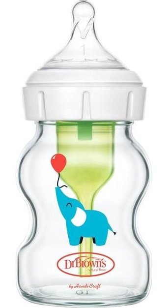 Dr. Brown's Cam Gaz Yapmayan Antikolik Yenidoğan Yavaş Akışlı 0-3 Ay Desenli Şeffaf Biberon 150 ml