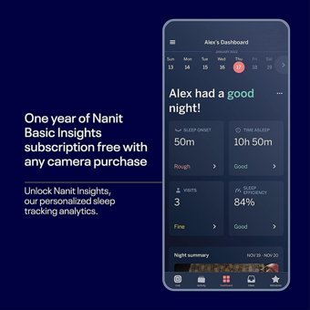 Nanit Pro Hareket Sensörlü Gece Görüşlü Kablosuz HD Bebek Kamerası