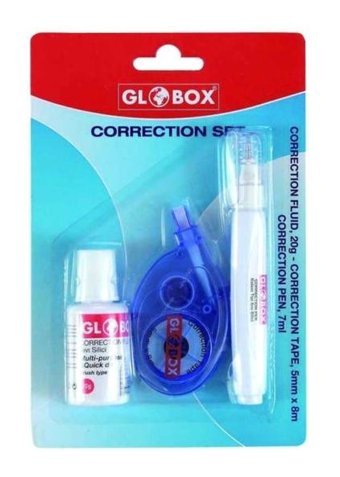 Globox Beyaz 3'lü Kalem-Sıvı-Şerit Daksil