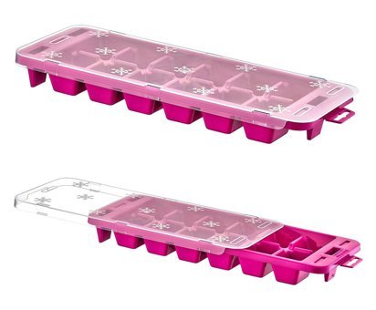Emofom Alaska Plastik Kapaklı Pembe Kare Buz Kalıbı