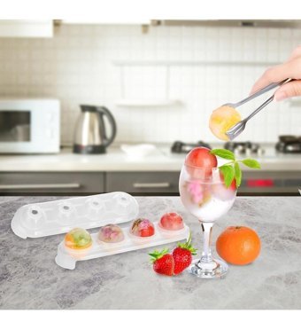 Takaz Global Emofom Plastik Kapaklı Beyaz Yuvarlak Buz Kalıbı