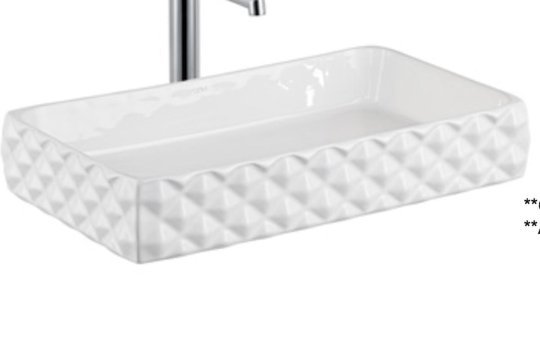 Lena EY-7000 Klasik Tekli 60 cm Tezgah Üstü Dikdörtgen Lavabo Beyaz