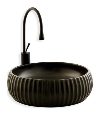 Eva E-4161S Klasik Tekli 440 cm Porselen Tezgah Üstü Oval Lavabo Siyah