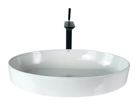 Lena W-300 Klasik Tekli 60 cm Porselen Tezgah Üstü Oval Lavabo Beyaz