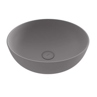 Bocchi Slim Line Klasik Tekli 38 cm Seramik Tezgah Üstü Yuvarlak Lavabo Mat Gri