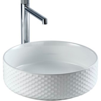 Lena EY-4703 Klasik Tekli 40 cm Mermer Tezgah Üstü Oval Lavabo Beyaz