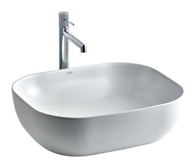 Lena E-4613 Klasik Tekli 50.5 cm Porselen Tezgah Üstü Elips Lavabo Beyaz