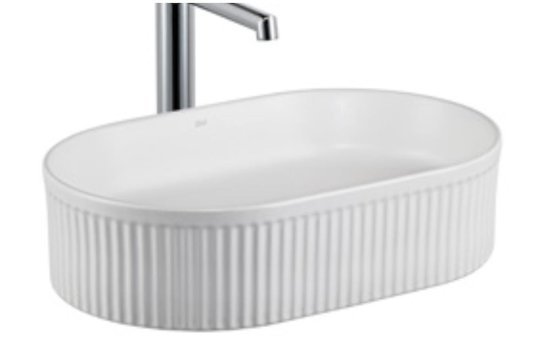 Lena E-W1002MB Klasik Tekli Porselen Tezgah Üstü Oval Lavabo Beyaz