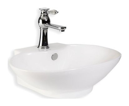Lena E-4106 Klasik Tekli 57 cm Porselen Tezgah Üstü Asimetrik Lavabo Beyaz