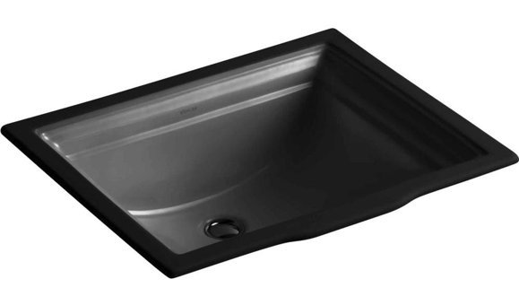 Kohler Memoirs Classic Klasik Tekli 52 cm Seramik Tezgah Altı Kare Lavabo Siyah