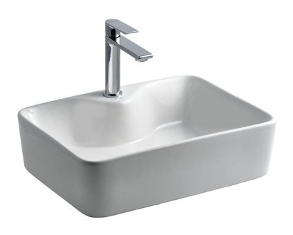Lena E-5405 Klasik Tekli 49 cm Porselen Tezgah Üstü Dikdörtgen Lavabo Beyaz