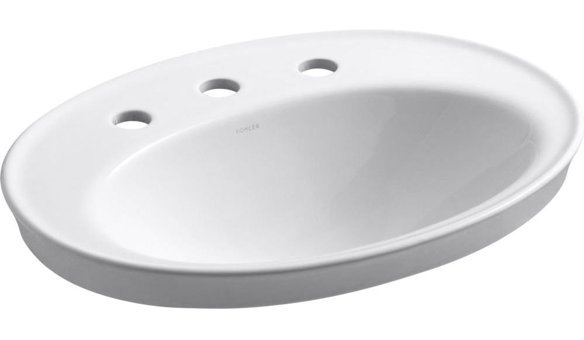 Kohler Serif Klasik Tekli 56 cm Seramik Tezgah Üstü Oval Lavabo Beyaz