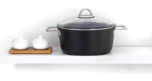 Store Pro-plus Cam Kapaklı Titanyum 20 cm Basık Tencere
