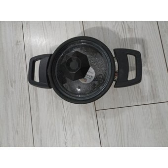 Essenso Bio Cam Kapaklı Granit 14 cm Basık Tencere
