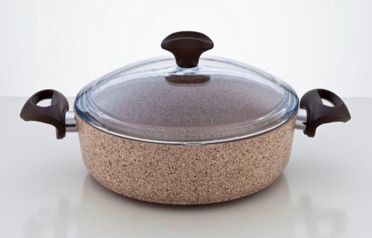 Falez Creamy Cam Kapaklı Granit 30 cm Karnıyarık Tenceresi
