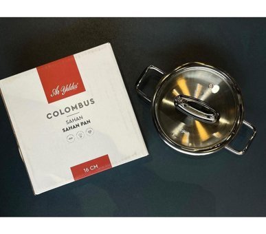 Aryıldız Colombus İndüksiyonlu Cam Kapaklı Çelik 16 cm Basık Tencere