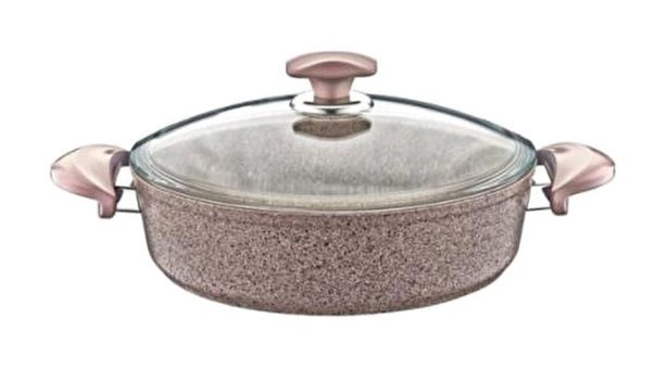 Oms Collection İndüksiyonlu Cam Kapaklı Granit 24 cm Karnıyarık Tenceresi