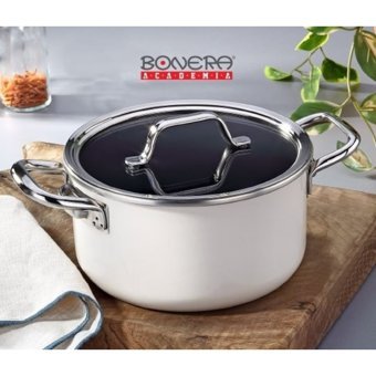 Bonera Lilium Cam Kapaklı Emaye 20 cm Derin Tencere
