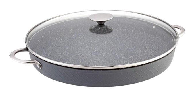 Bonera Pro Plus Cam Kapaklı Granit 36 cm Basık Tencere