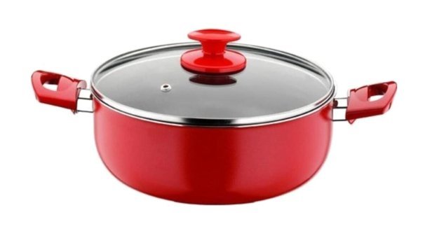 Papilla Redio Cam Kapaklı Teflon 20 cm Derin Tencere