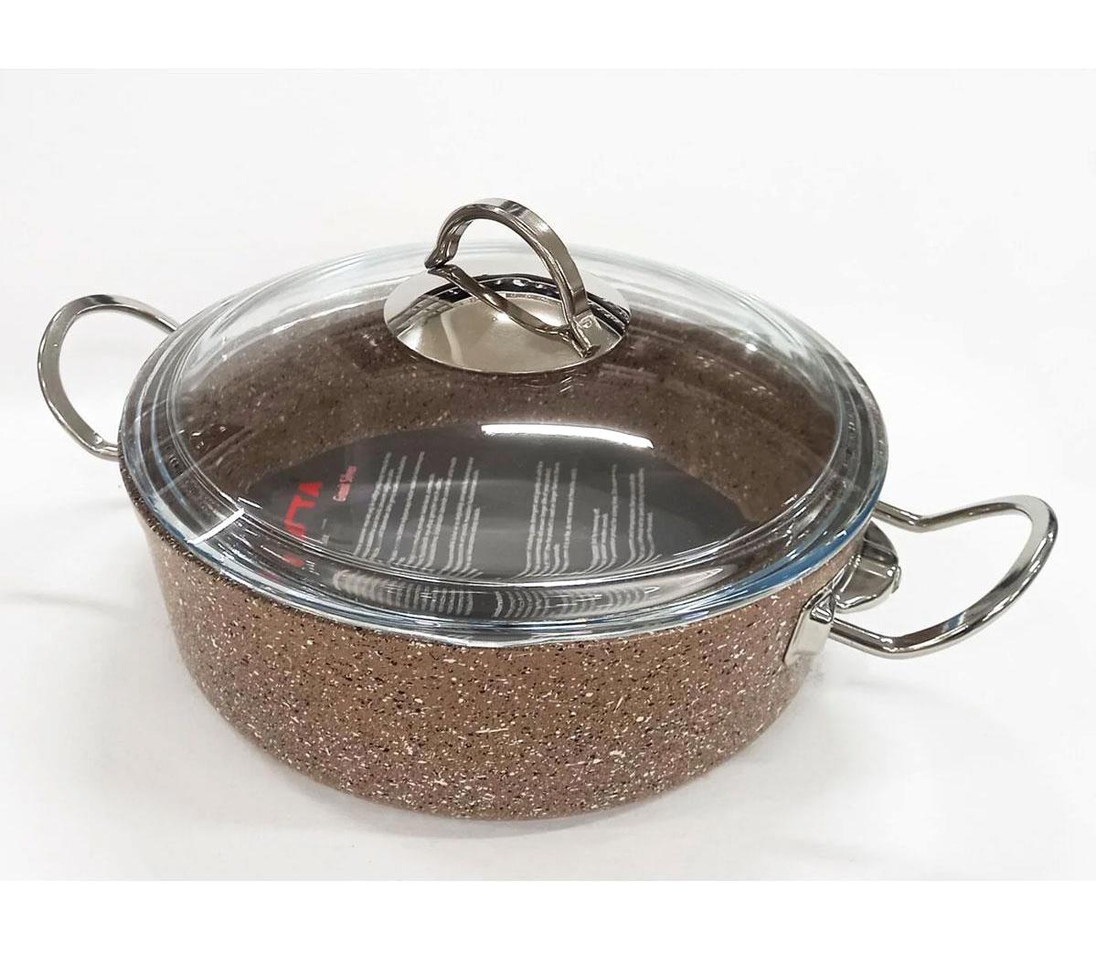 Remetta Silver 22 Cam Kapaklı Granit 22 cm Karnıyarık Tenceresi