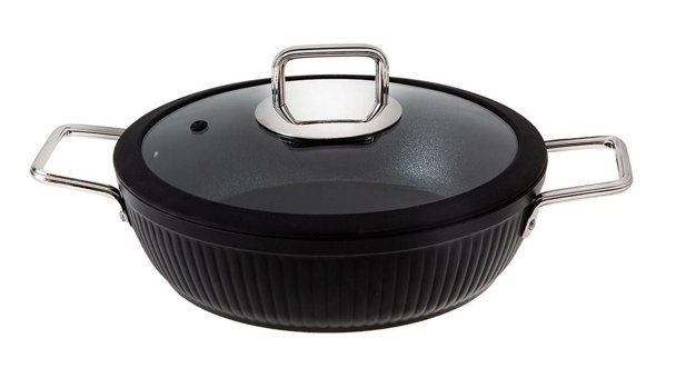 Jumbo Dublin Black Cam Kapaklı Granit 26 cm Karnıyarık Tenceresi