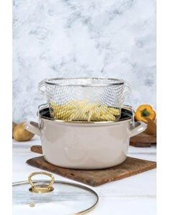 Acar Qualita Savor Cam Kapaklı Emaye 22 cm Derin Tencere
