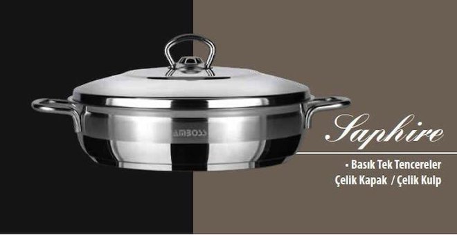 Amboss Saphire Çelik 34 cm Karnıyarık Tenceresi
