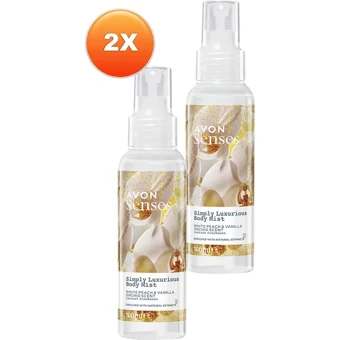 Avon Simply Luxurious Beyaz Şeftali-Vanilya-Orkide Kadın Vücut Spreyi 2x100 ml