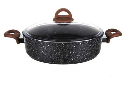 Aryıldız Terra Grey Cam Kapaklı Granit 28 cm Karnıyarık Tenceresi