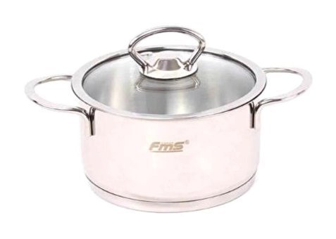 Fms 1014 Şirin Mini Cam Kapaklı Çelik 14 cm Basık Tencere