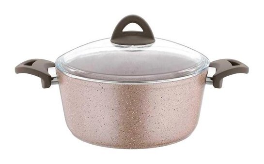 Papilla Vilma Cam Kapaklı Granit 22 cm Derin Tencere
