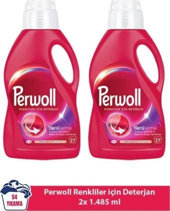 Perwoll Yenileme Renkliler İçin 54 Yıkama Sıvı Deterjan 2x1.48 lt