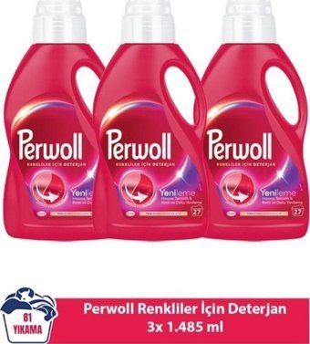 Perwoll Yenileme Renkliler İçin 81 Yıkama Sıvı Deterjan 3x1.48 lt
