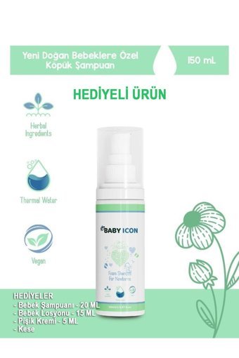Baby Icon Konak Önleyici Göz Yakmayan Yenidoğan Hassas Ciltler İçin Bebek Şampuanı 150 ml
