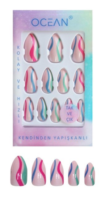 Ocean 735 Kendinden Yapışkanlı Mor Uzun 12'li El Takma Tırnak