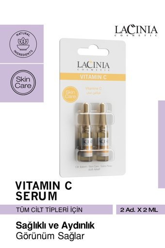 Lacinia C Vitaminli Kolajenli Canlandırıcı Yaşlanma Karşıtı Kırışıklık Karşıtı Ampul Yüz Serumu 2x2 ml