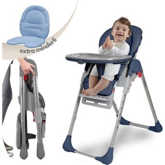 Kiwi Koala 5 Noktalı Emniyet Kemeri 15 kg Kapasyteli Tekerlekli Tepsili Oturaklı Yükselticili Katlanır Portatif Mama Sandalyesi Lacivert