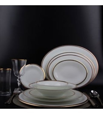 Evaliza Grace Gold 60 Parça 12 Kişilik Desenli Porselen Yuvarlak Yemek Takımı