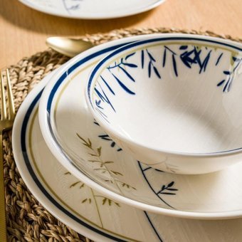 Chichi Bonna Charm 24 Parça 6 Kişilik Desenli Porselen Yuvarlak Yemek Takımı