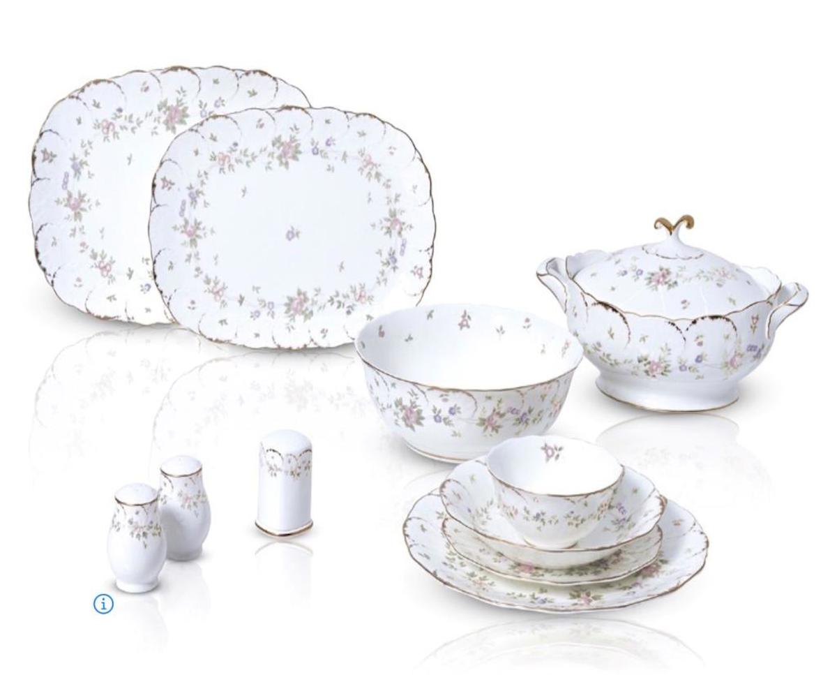 Roy King Queen Garden 58 Parça 12 Kişilik Desenli Porselen Oval Yemek Takımı