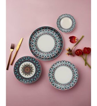 Güral Porselen Camelia 2275 24 Parça 6 Kişilik Desenli Porselen Yuvarlak Yemek Takımı