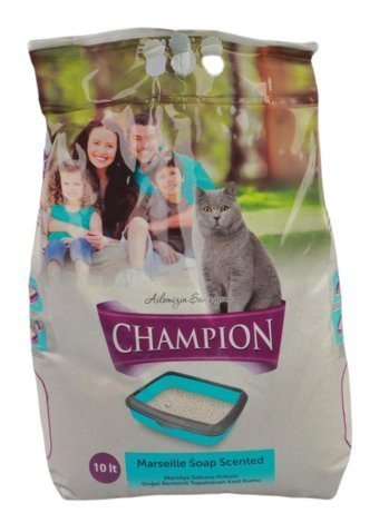 Champion Marsilya Sabunu Kokulu Topaklanan İnce Taneli Bentonit Kedi Kumu 10 lt