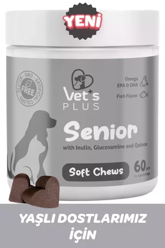 Vet's Plus Multivitamini Bağışıklık Güçlendirici Yaşlı Kedi Vitamini Tablet 60 Adet