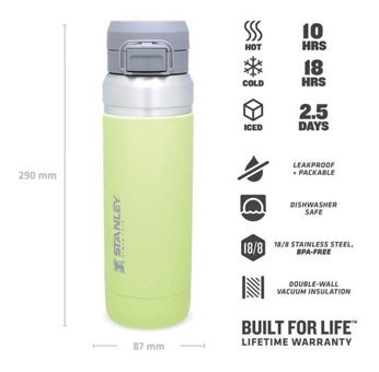 Stanley Go Quick Flip Water Bottle Paslanmaz Çelik 1 lt Outdoor Termos Yeşil