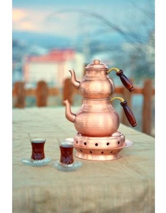 Bakır Concept Çekiç Dövmeli Kalın Mat Bakır Çaydanlık Bakır