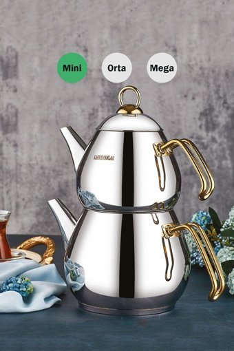 Kahramanlar Çelik Mini Çelik Çaydanlık Gümüş