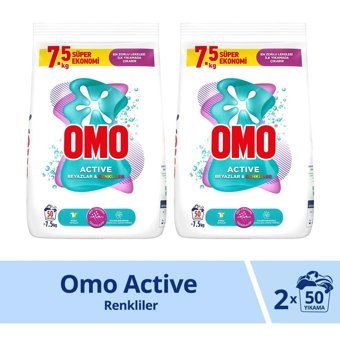 Omo Beyazlar-Renkliler İçin 100 Yıkama Toz Deterjan 2x7.5 kg
