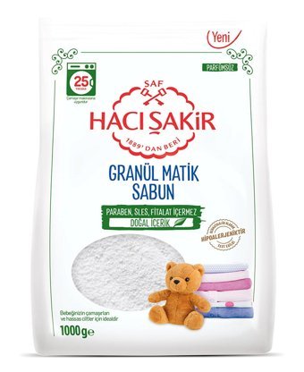 Hacı Şakir Granül Matik Beyazlar-Renkliler İçin 25 Yıkama Toz Deterjan 1 kg