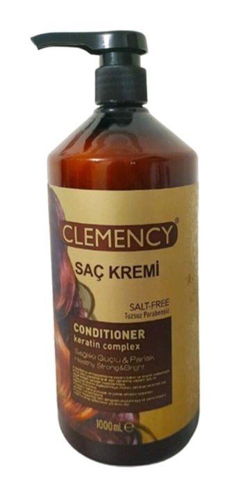 Clemency Keratin Özlü Nemlendirici-Onarıcı Tuzsuz Keratinli Boyalı Zayıf Saçlar için Unisex Saç Kremi 1 lt